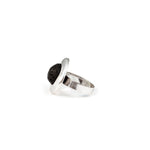 Load image into Gallery viewer, Silver plated ring adaptable flat black lava