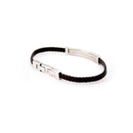 Load image into Gallery viewer, Black leather double 316l steel bracelet