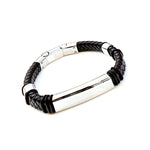 Load image into Gallery viewer, Braided leather and steel bracelet