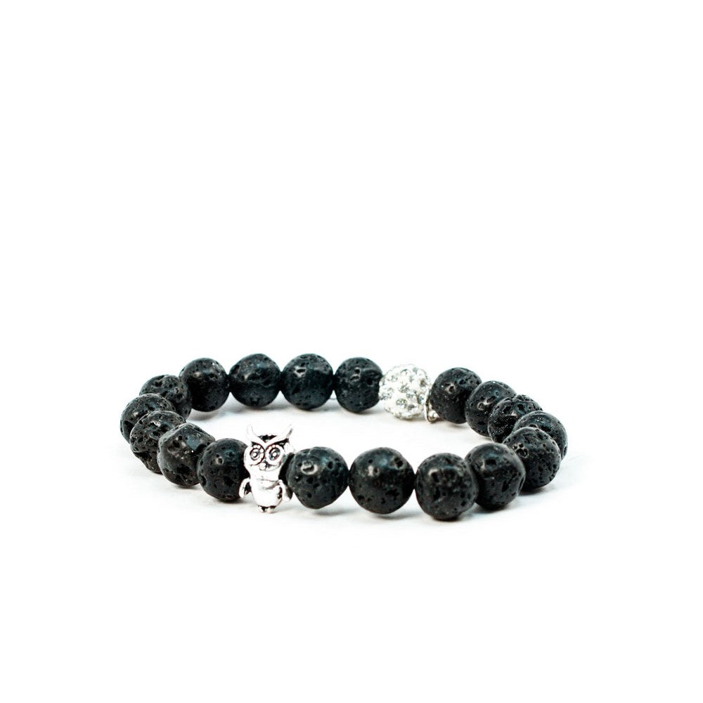 Owl lava beads bracelet